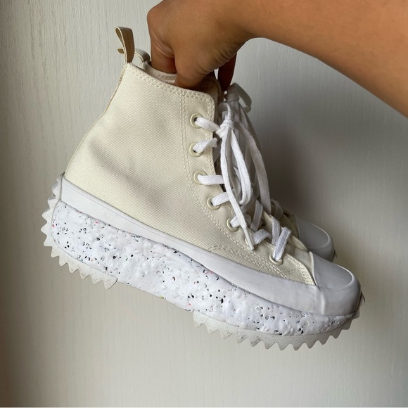 Converse Run Star Hike Crater Hi White and Cream Sneakers Size 5.5 - Picture 3 of 14